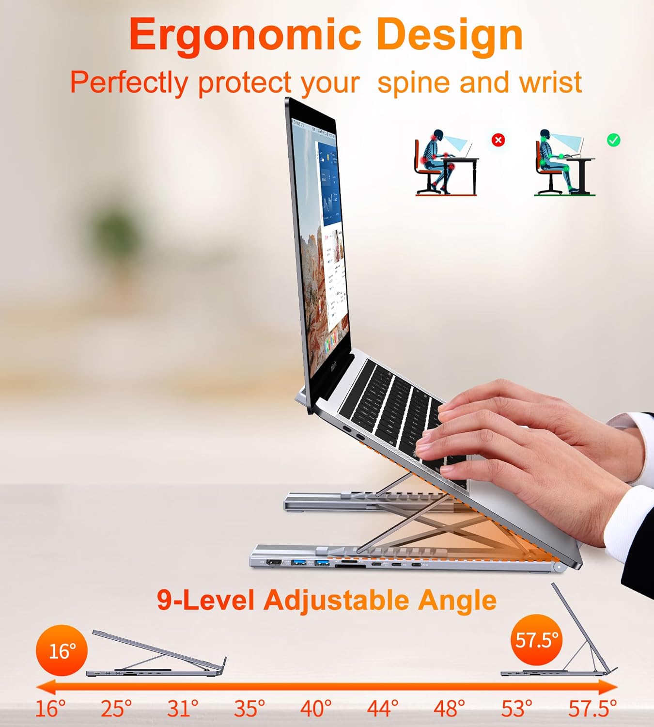 USB C Laptop Stand with Docking Station-8
