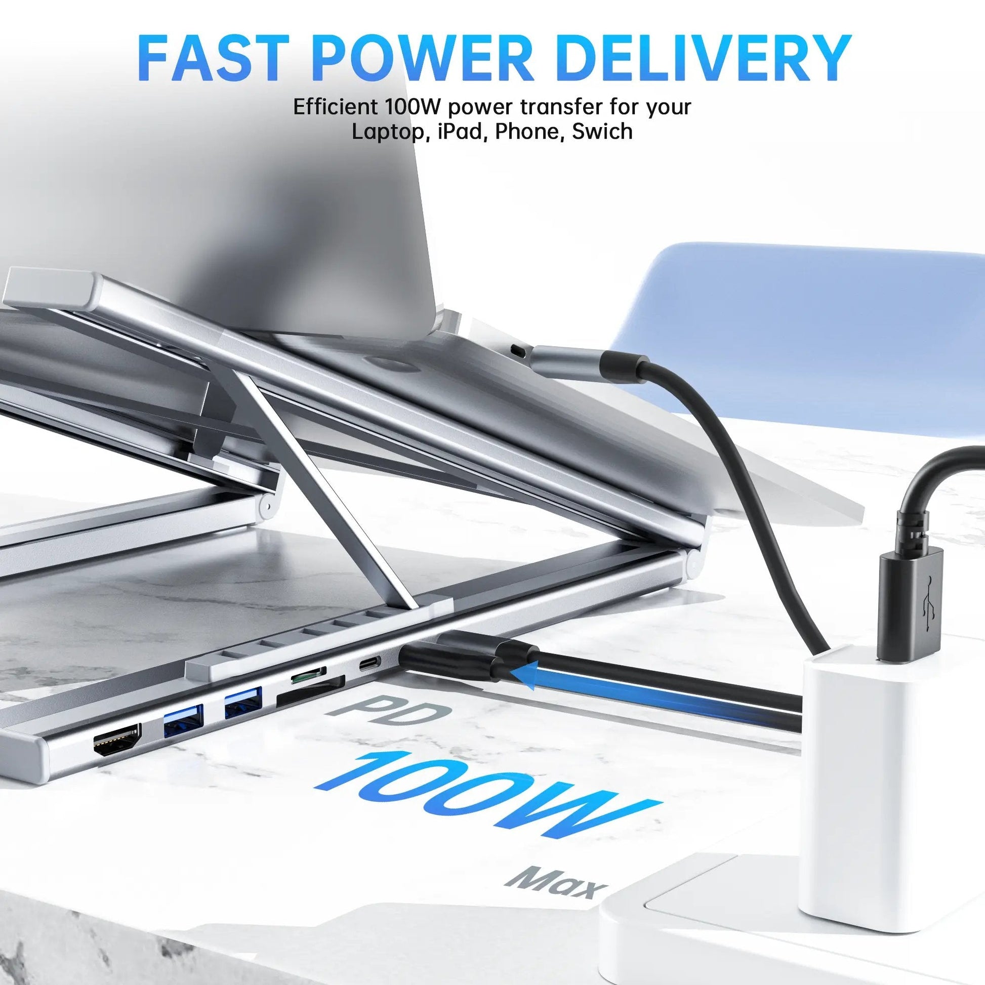 USB C Laptop Stand with Docking Station-3