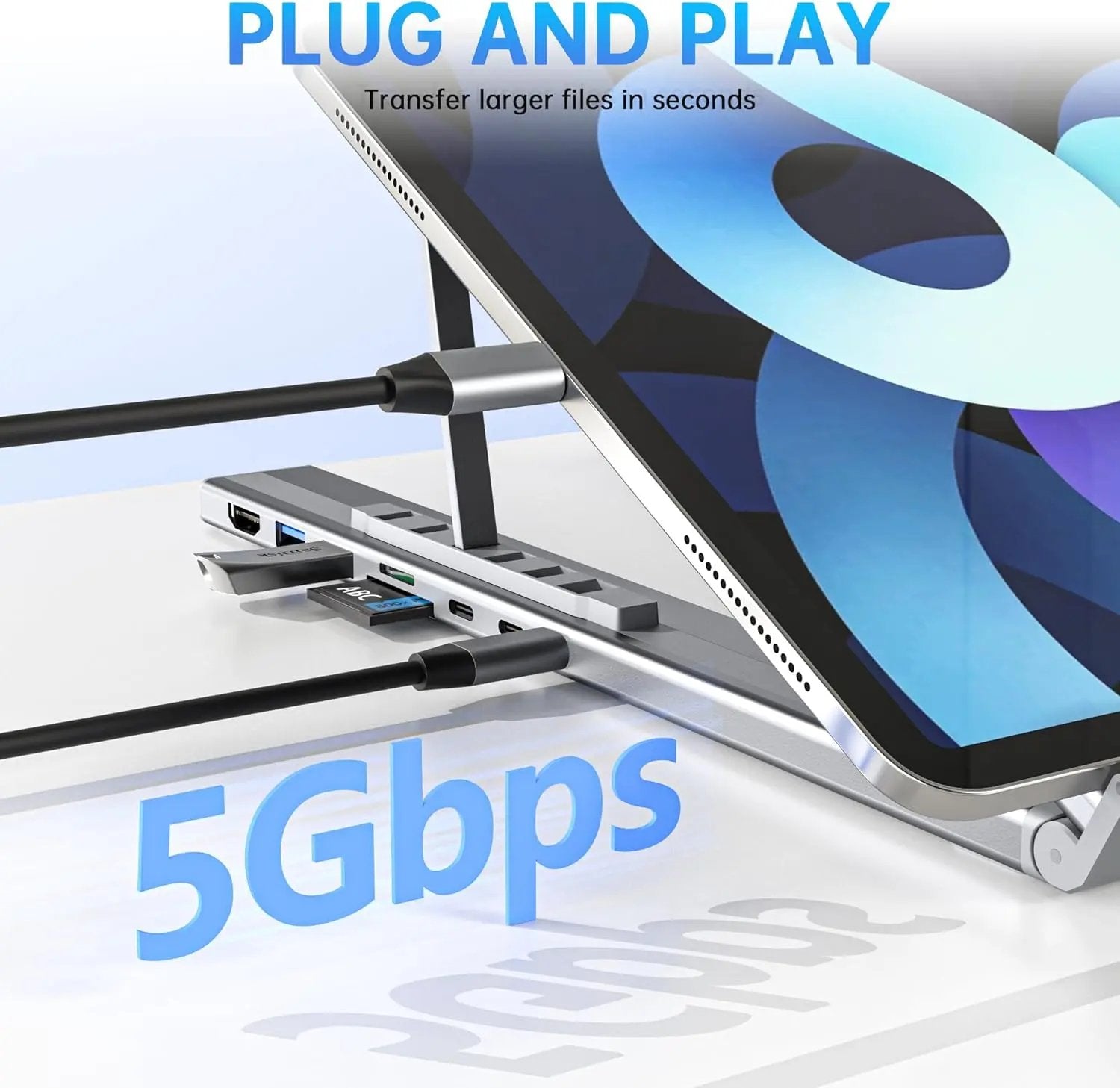 USB C Laptop Stand with Docking Station-5