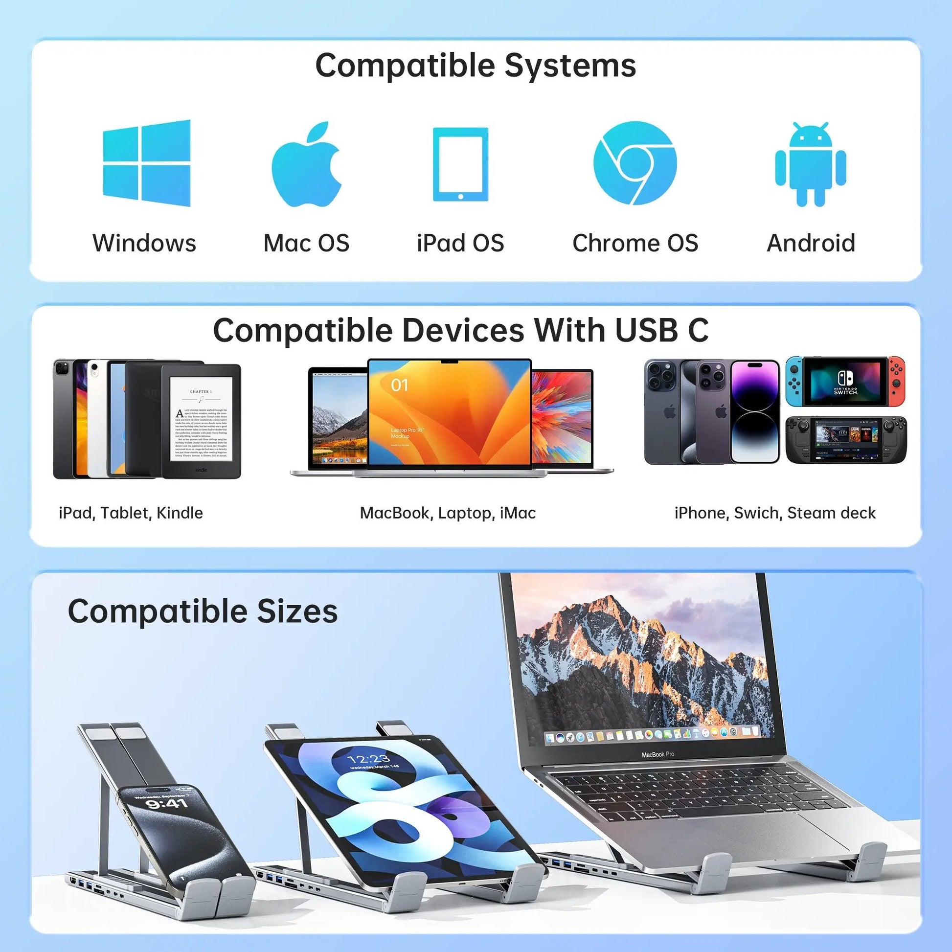 USB C Laptop Stand with Docking Station-4