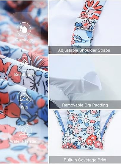 💥Last Day Special Sale 50% OFF🩱Women Vintage Tummy Control Two Piece Tankini Swimsuits-21