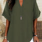 💞50K+ SOLD!🌸Women's Plain Short Sleeve Blouse, Casual Solid Color Top for Daily Wear-4