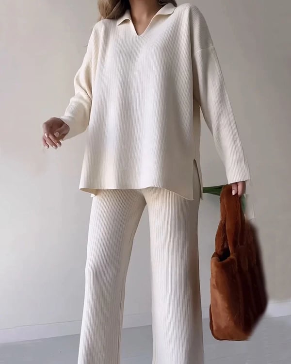 🔥Hot Sale 39% OFF🎁V-Neck Casual Slit Knitted Two-Piece Set-2