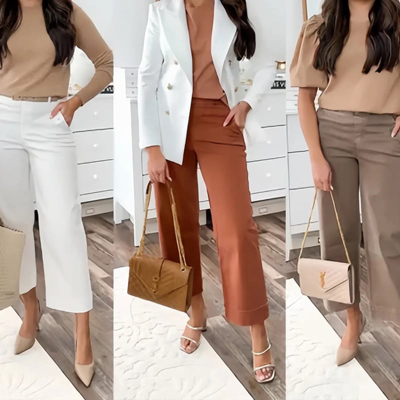 🔥2024 HOT SALE🔥Stretch Twill Cropped Wide Leg Pants-8