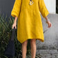 💝Casual solid color cotton and linen dress