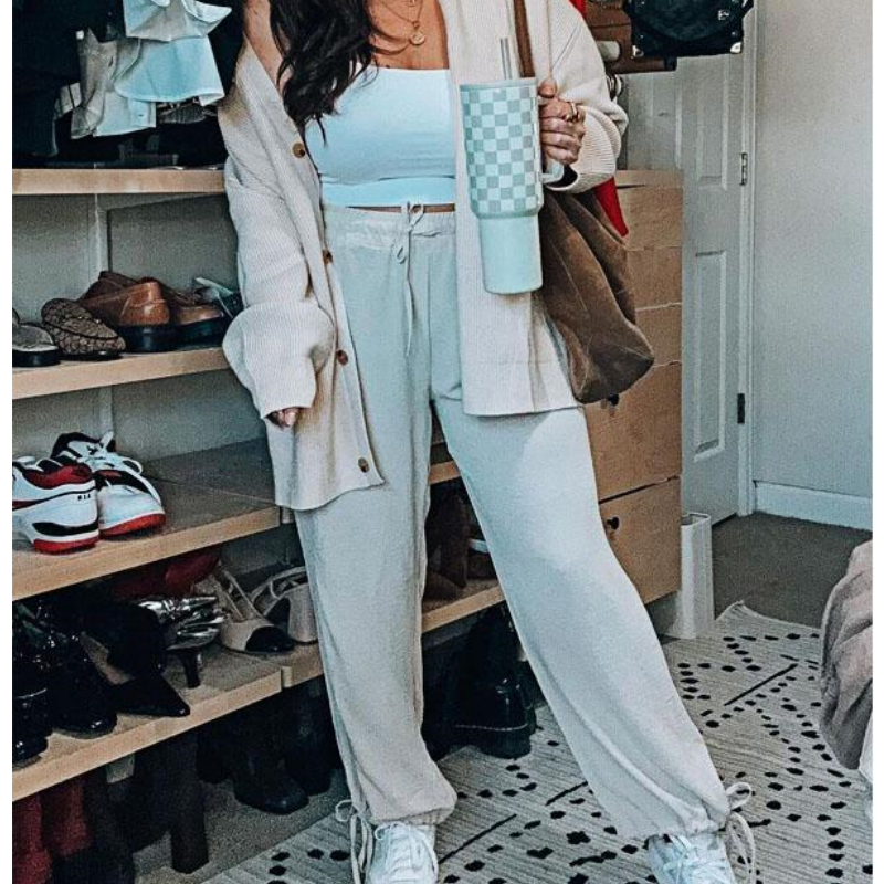 ⏳Limited Sale 50% OFF🌸Women's Knitted Buttoned Jacket and Pants Two-piece Set-8