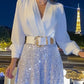 🔥HOT SALE-69% OFF💝Elegant long-sleeved blouse with V-neckline and wide sequinned jumpsuit trousers-1