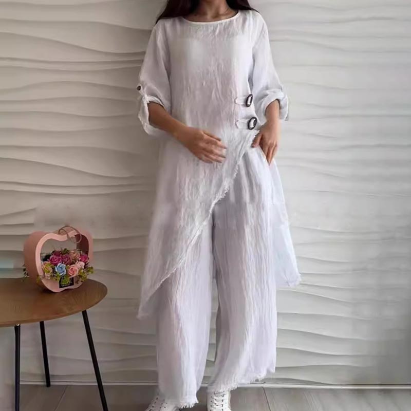 Women's Casual 2-piece Suit with Round Neckline-6