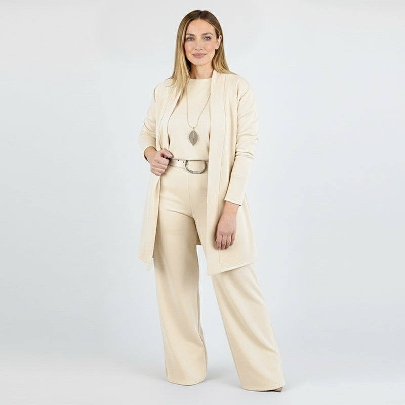 ⏳Time-Limited Special⏰Elegant 3-piece set including long cardigan, top and pants💞-23