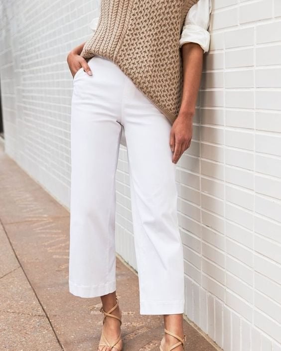 🔥2024 HOT SALE🔥Stretch Twill Cropped Wide Leg Pants-2
