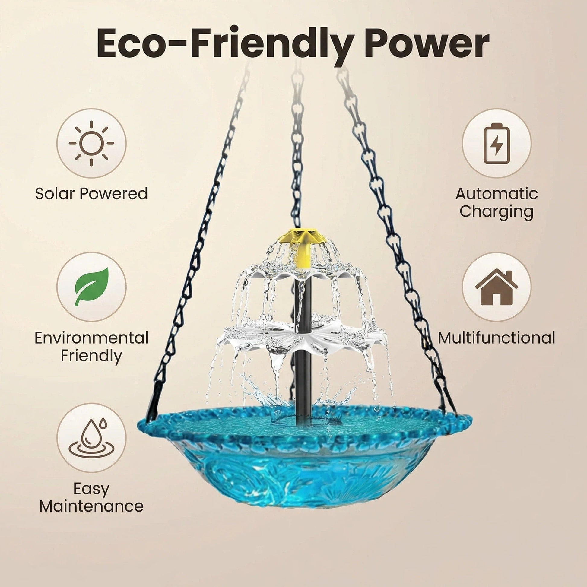 ✨2026 Spring special offer 80% off-🐦Solar Cascade Hanging Bird Bath Fountain-8