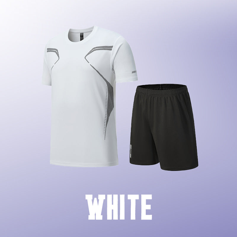 ☀️💦Men’s Loose-Fit Breathable Quick-Drying Athletic T-Shirt & Shorts Tracksuit-13