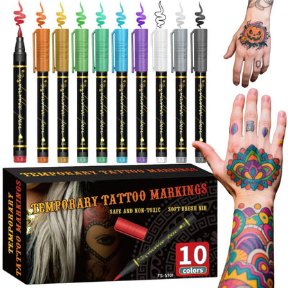 🔥Hot Sale 🎨Perfect For Unique Body Art🔥Temporary Tattoo Markers for Skin