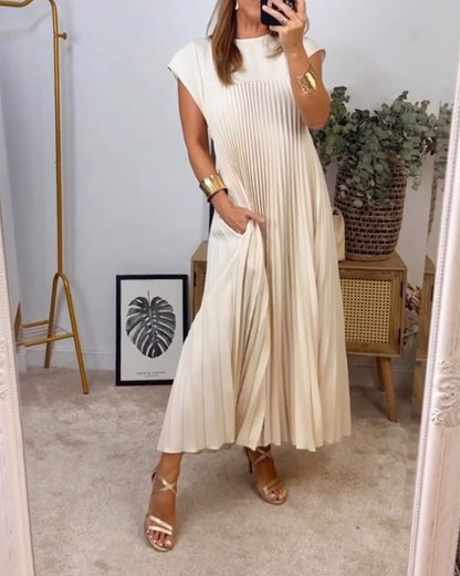 🔥Limit Time 49% OFF🔥Sleeveless pleated simple solid colour dress