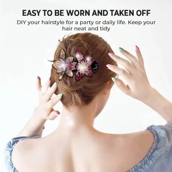 Buy more, get more free🏵️Rhinestone Double Flower Hairpin-9