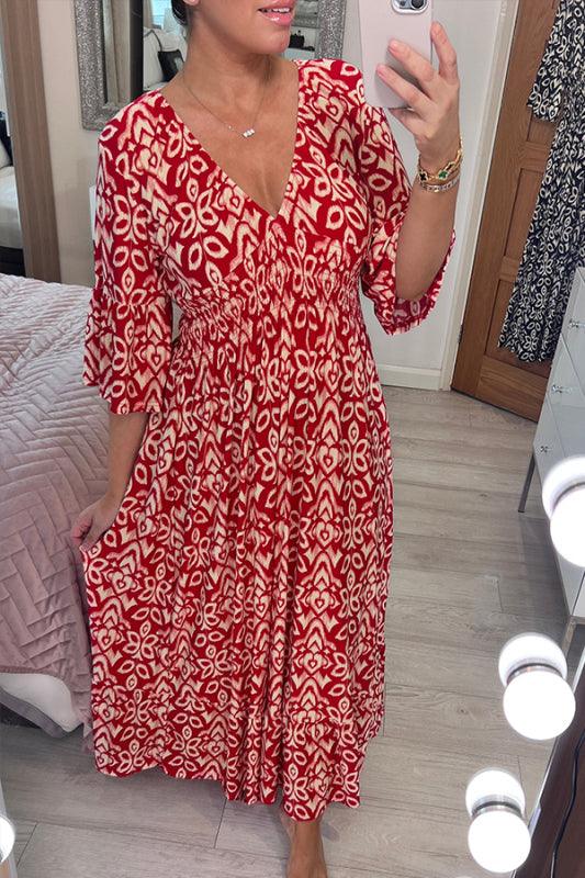 🔥SUMMER SALE 53% OFF 👗New Floral Print V Neck-Long Dress-1