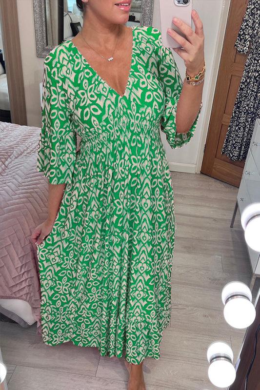 🔥SUMMER SALE 53% OFF 👗New Floral Print V Neck-Long Dress-4