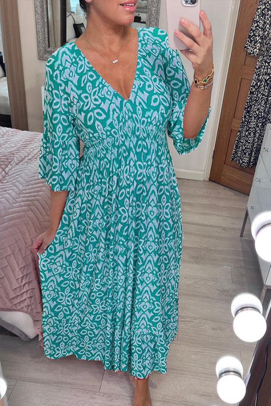 🔥SUMMER SALE 53% OFF 👗New Floral Print V Neck-Long Dress-5