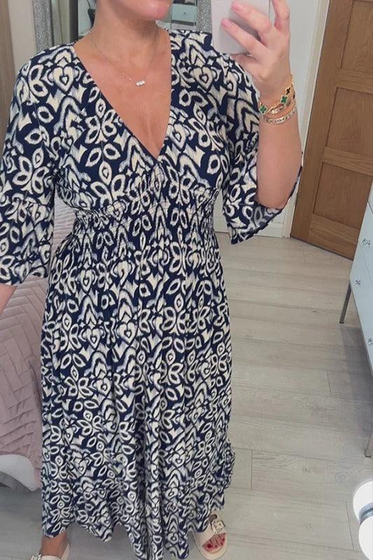 🔥SUMMER SALE 53% OFF 👗New Floral Print V Neck-Long Dress-6