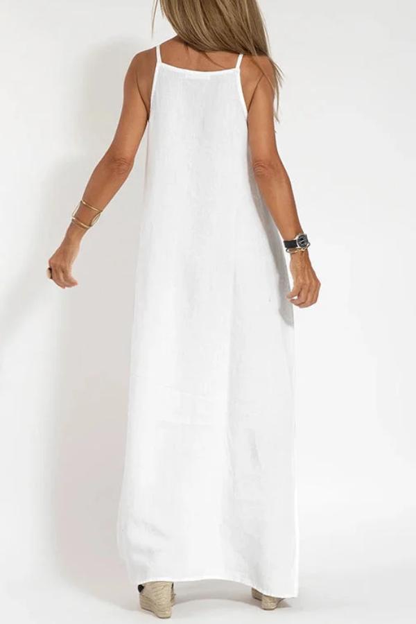 💕Limited Time Offer 41% OFF💕Women's Casual Solid Color Halter Sleeveless Linen Dress-8