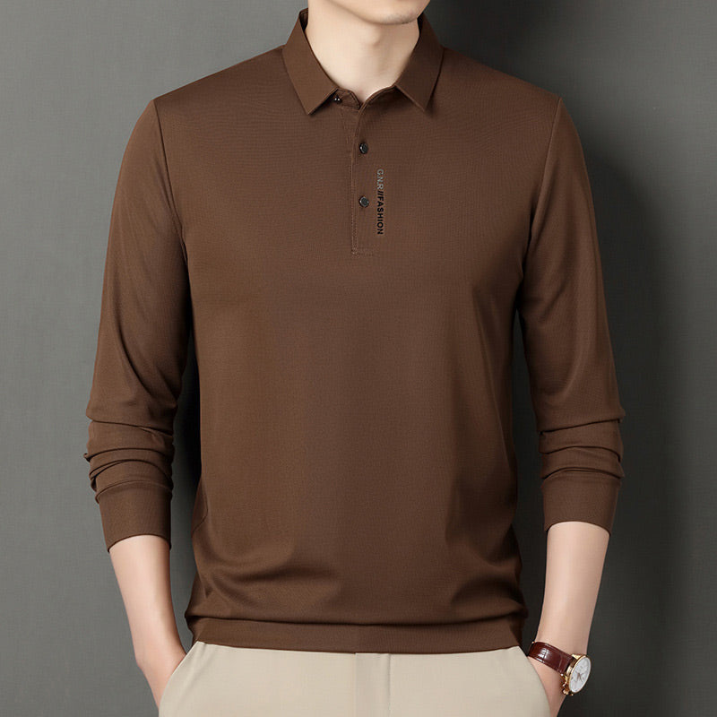 ✨New Arrival✨Men's Solid Long Sleeve T-Shirt with Lapel-2