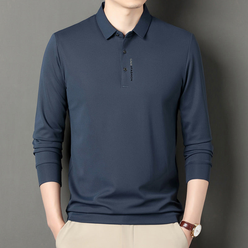✨New Arrival✨Men's Solid Long Sleeve T-Shirt with Lapel-1