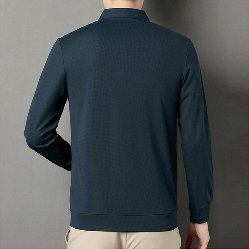 ✨New Arrival✨Men's Solid Long Sleeve T-Shirt with Lapel-4