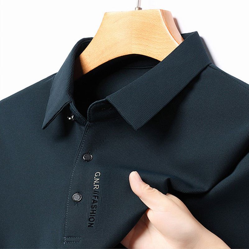 ✨New Arrival✨Men's Solid Long Sleeve T-Shirt with Lapel-5
