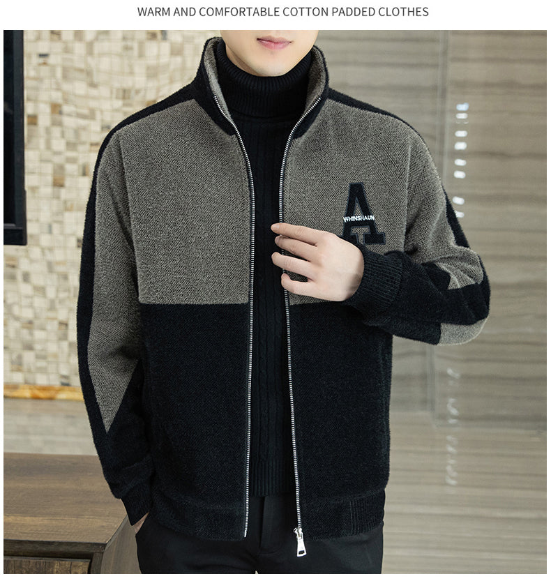 [best gift] Men's Fashion Standing Collar Plush Jacket-2
