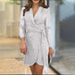 🔥Best Gift for Her🎁Fashion Sexy Sequined Solid Color Waisted Dress for Lady-5