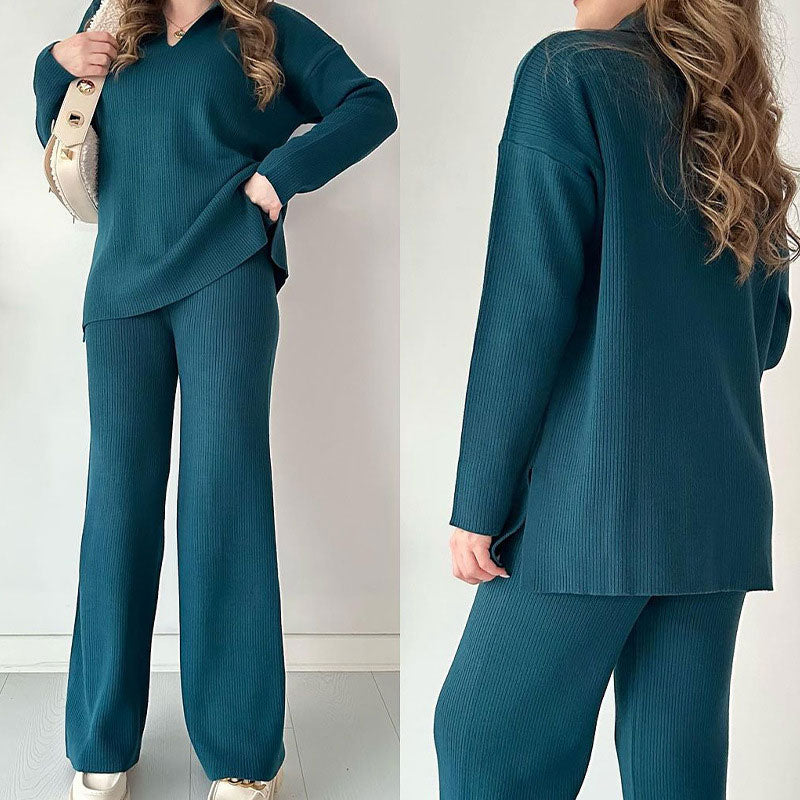 🔥Hot Sale 39% OFF🎁V-Neck Casual Slit Knitted Two-Piece Set-13