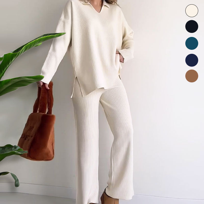 🔥Hot Sale 39% OFF🎁V-Neck Casual Slit Knitted Two-Piece Set-11