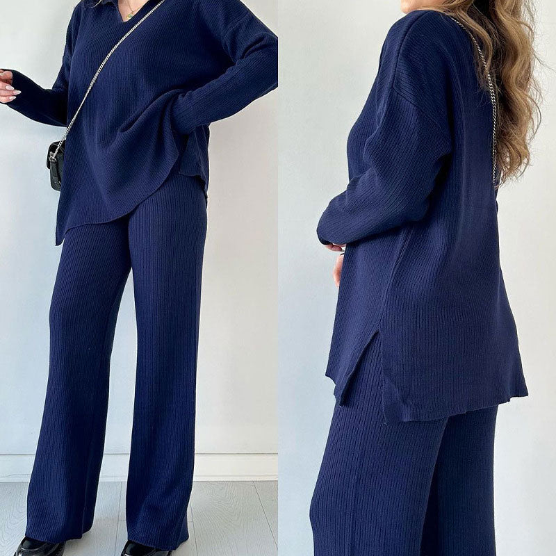 🔥Hot Sale 39% OFF🎁V-Neck Casual Slit Knitted Two-Piece Set-8
