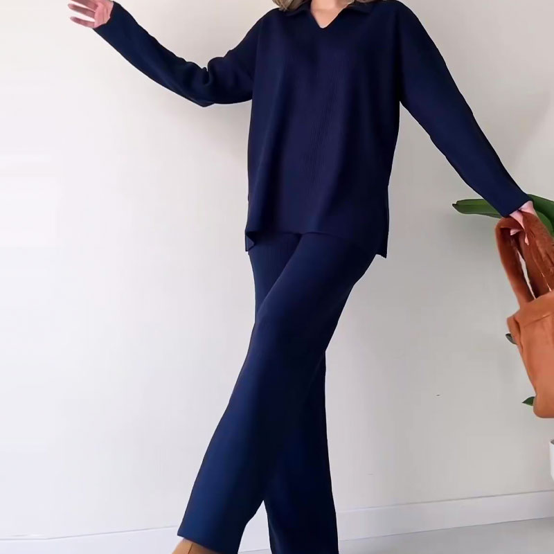 🔥Hot Sale 39% OFF🎁V-Neck Casual Slit Knitted Two-Piece Set-12