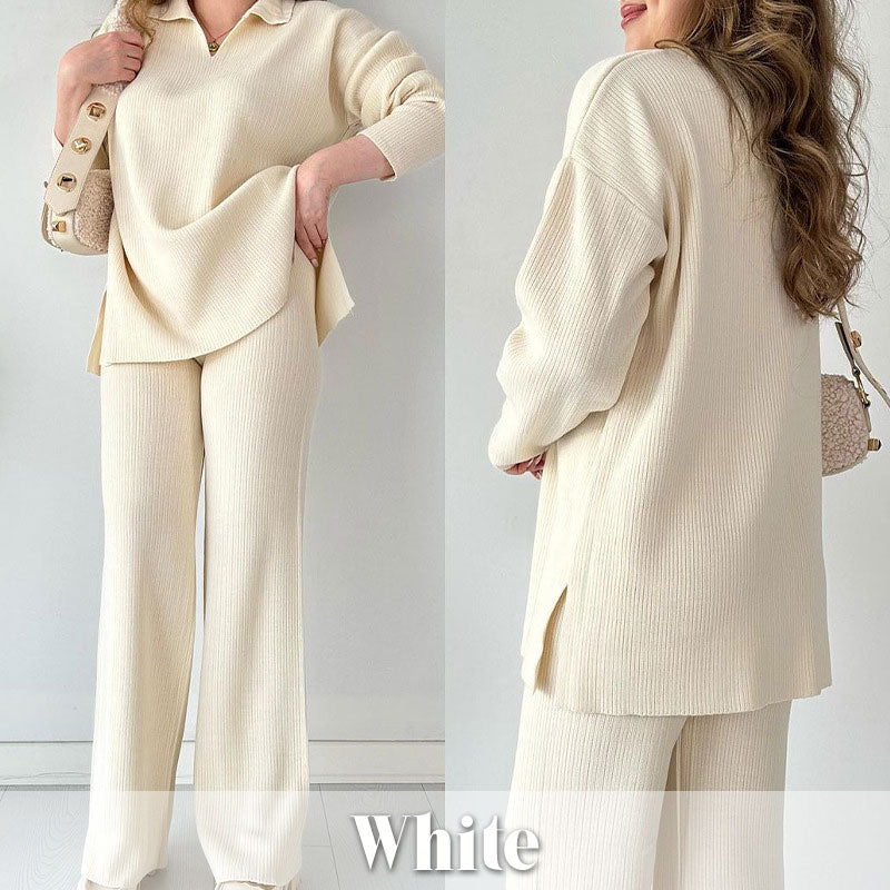 🔥Hot Sale 39% OFF🎁V-Neck Casual Slit Knitted Two-Piece Set-17