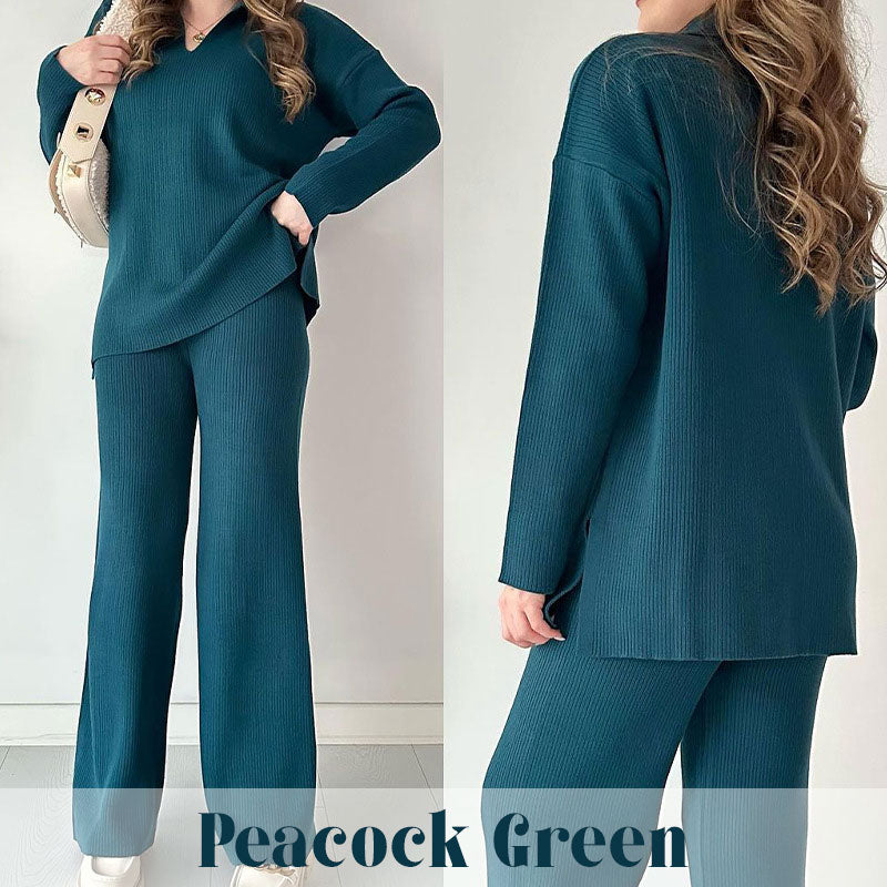🔥Hot Sale 39% OFF🎁V-Neck Casual Slit Knitted Two-Piece Set-19