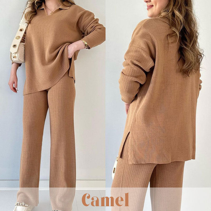 🔥Hot Sale 39% OFF🎁V-Neck Casual Slit Knitted Two-Piece Set-18