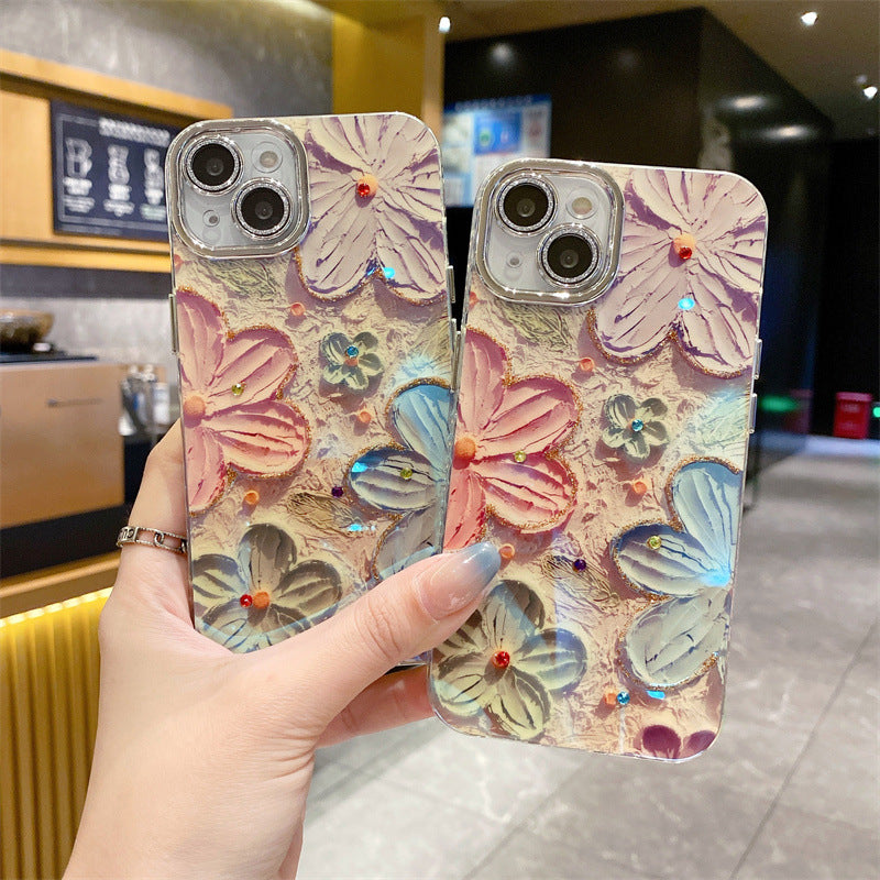 💕Limited time 50% off🔥Oil Painting Flower iPhone Case with Lens Protector Film-6