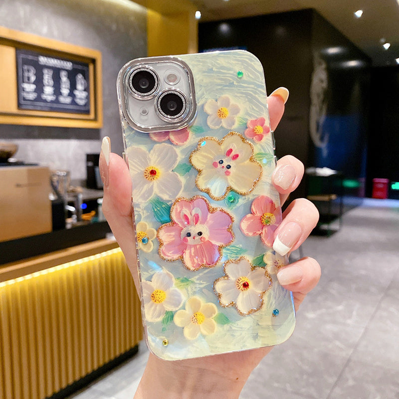 💕Limited time 50% off🔥Oil Painting Flower iPhone Case with Lens Protector Film-11