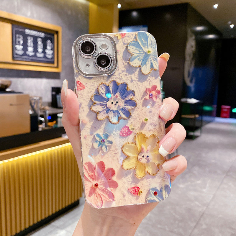 💕Limited time 50% off🔥Oil Painting Flower iPhone Case with Lens Protector Film-10