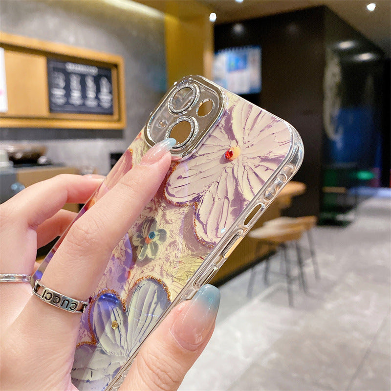 💕Limited time 50% off🔥Oil Painting Flower iPhone Case with Lens Protector Film-8