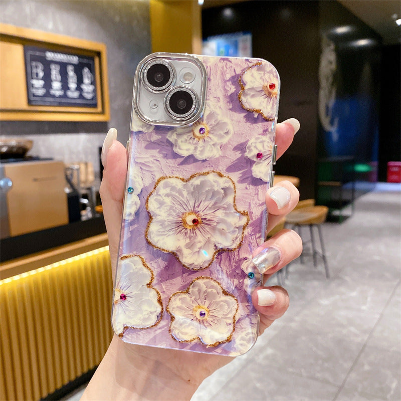 💕Limited time 50% off🔥Oil Painting Flower iPhone Case with Lens Protector Film-13