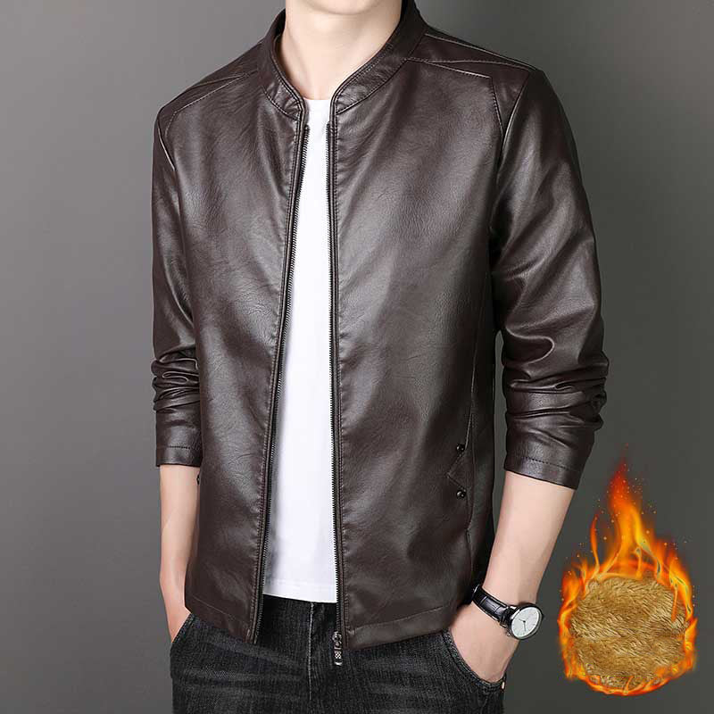 🔥Clearance Sale🔥Men's Stand Collar Faux Leather Jacket-1