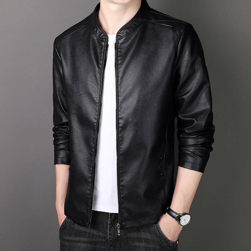 🔥Clearance Sale🔥Men's Stand Collar Faux Leather Jacket-6
