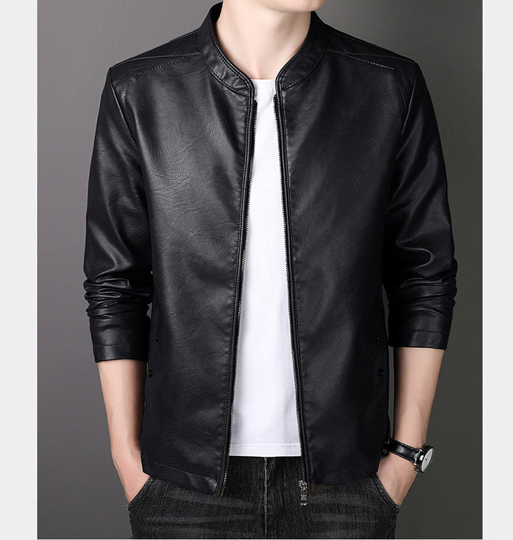 🔥Clearance Sale🔥Men's Stand Collar Faux Leather Jacket-7