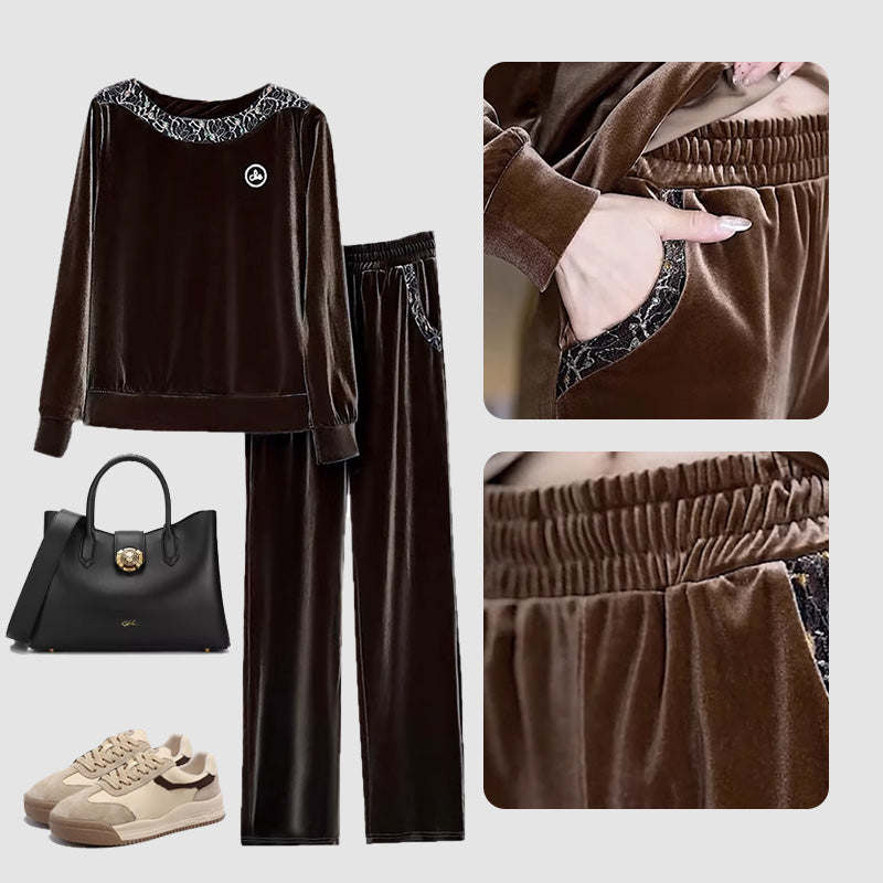 [Best Gift for Her] Women's Soft Casual Long Sleeve & Pants Suit-2