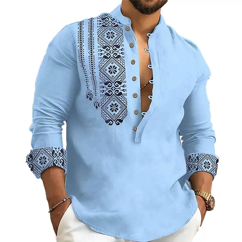 🎉Hot Sale 50% OFF🎉Long-sleeved Stand Collar Casual Shirt for Men-2