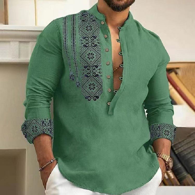🎉Hot Sale 50% OFF🎉Long-sleeved Stand Collar Casual Shirt for Men-7