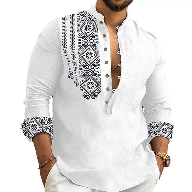 🎉Hot Sale 50% OFF🎉Long-sleeved Stand Collar Casual Shirt for Men-4