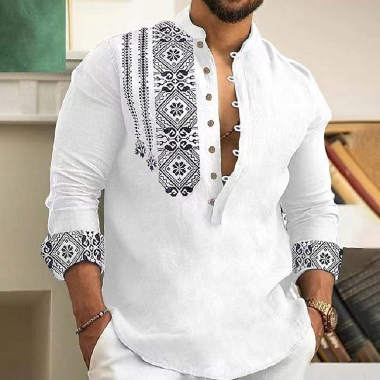 🎉Hot Sale 50% OFF🎉Long-sleeved Stand Collar Casual Shirt for Men-8